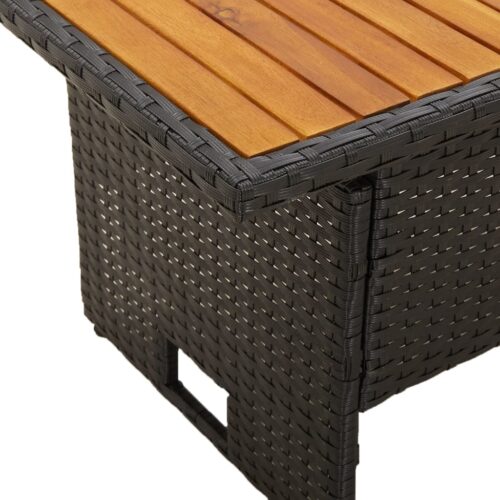 2-Piece Garden Lounge Set with Cushions Black Poly Rattan Wicker Outdoor Patio Furniture - Image 10