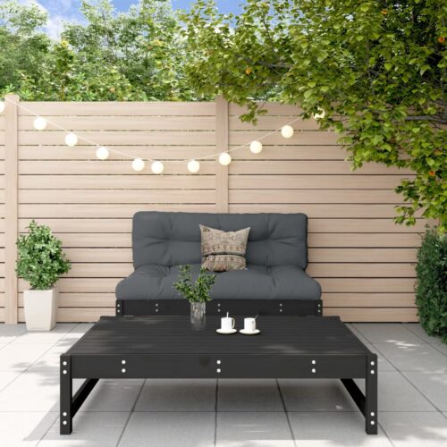 2-Piece Garden Lounge Set with Cushions Black Wood Timber Outdoor Patio Furniture - Image 2