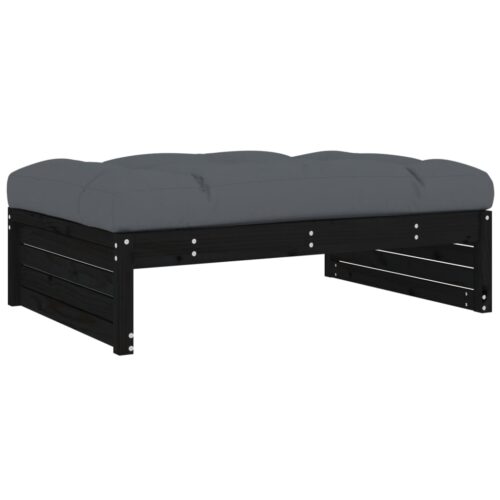 2-Piece Garden Lounge Set with Cushions Black Wood Timber Outdoor Patio Furniture - Image 5