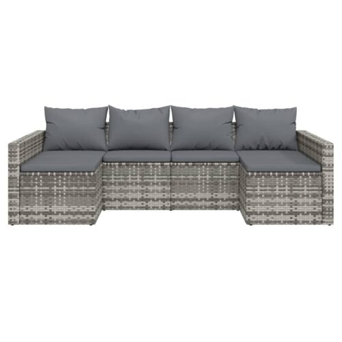 2-Piece Outdoor Sofa Set with Cushions Garden Patio Lounge Chairs Rattan Grey - Image 4