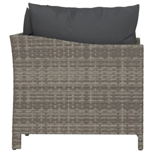 2-Piece Garden Lounge Set with Cushions Grey Poly Rattan Wicker Outdoor Patio Furniture - Image 5