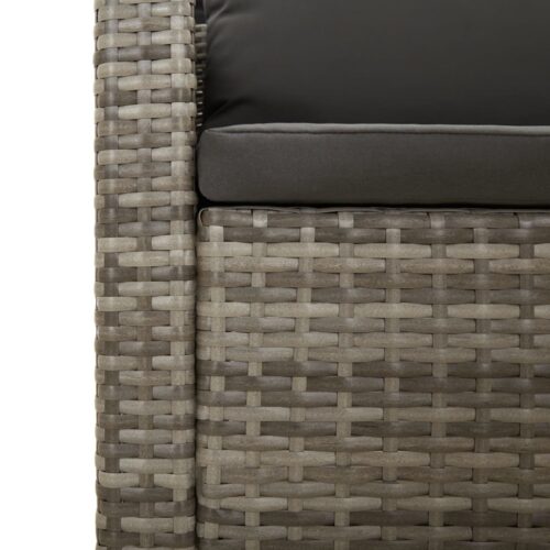 2-Piece Garden Lounge Set with Cushions Grey Poly Rattan Wicker Outdoor Patio Furniture - Image 7