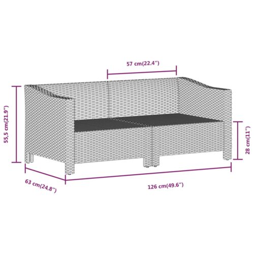 2-Piece Garden Lounge Set with Cushions Grey Poly Rattan Wicker Outdoor Patio Furniture - Image 8