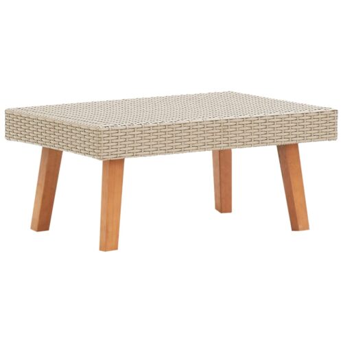 2-Piece Garden Lounge Set with Cushions Poly Rattan Wicker Outdoor Patio Furniture Beige - Image 3