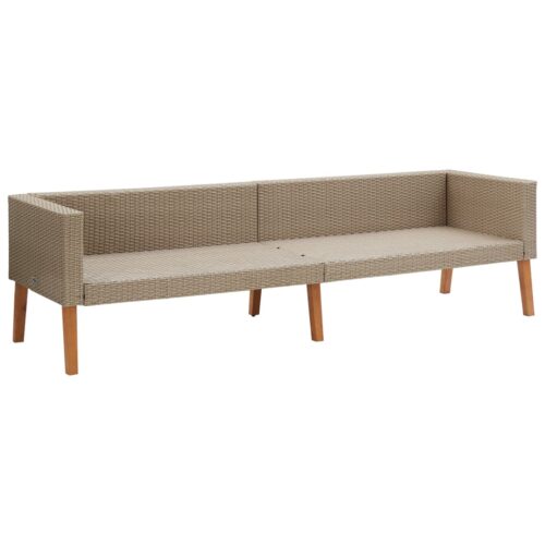 2-Piece Garden Lounge Set with Cushions Poly Rattan Wicker Outdoor Patio Furniture Beige - Image 8