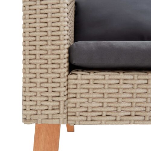 2-Piece Garden Lounge Set with Cushions Poly Rattan Wicker Outdoor Patio Furniture Beige - Image 9