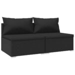 2-Piece Garden Lounge Set with Cushions Poly Rattan Wicker Outdoor Patio Furniture Black