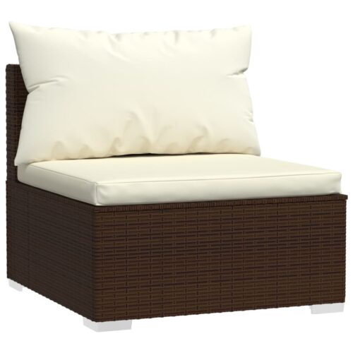 2-Piece Garden Lounge Set with Cushions Poly Rattan Wicker Outdoor Patio Furniture Brown - Image 3