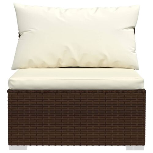 2-Piece Garden Lounge Set with Cushions Poly Rattan Wicker Outdoor Patio Furniture Brown - Image 4