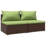 2-Piece Garden Lounge Set with Cushions Poly Rattan Wicker Outdoor Patio Furniture Brown