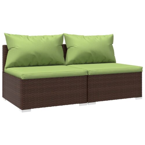 2-Piece Garden Lounge Set with Cushions Poly Rattan Wicker Outdoor Patio Furniture Brown