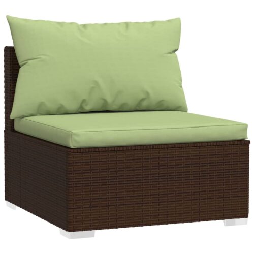 2-Piece Garden Lounge Set with Cushions Poly Rattan Wicker Outdoor Patio Furniture Brown - Image 3