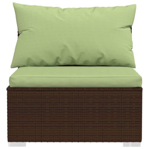 2-Piece Garden Lounge Set with Cushions Poly Rattan Wicker Outdoor Patio Furniture Brown - Image 4