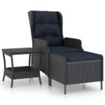 2-Piece Garden Lounge Set with Cushions Poly Rattan Wicker Outdoor Patio Furniture Dark Grey