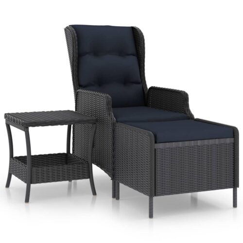 2-Piece Garden Lounge Set with Cushions Poly Rattan Wicker Outdoor Patio Furniture Dark Grey