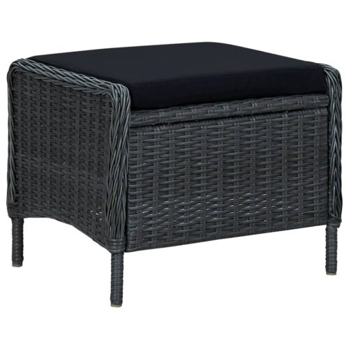 2-Piece Garden Lounge Set with Cushions Poly Rattan Wicker Outdoor Patio Furniture Dark Grey - Image 7