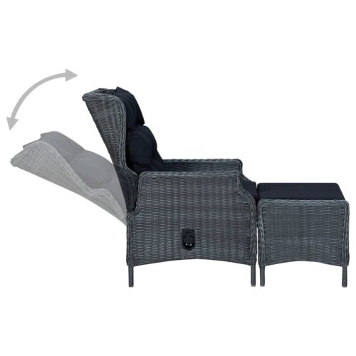 2-Piece Garden Lounge Set with Cushions Poly Rattan Wicker Outdoor Patio Furniture Dark Grey - Image 9