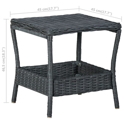 2-Piece Garden Lounge Set with Cushions Poly Rattan Wicker Outdoor Patio Furniture Dark Grey - Image 10
