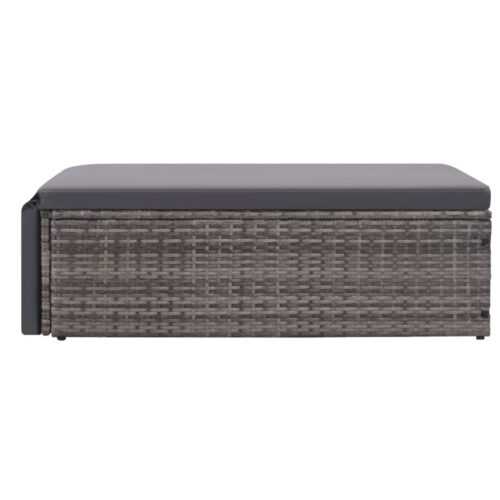2-Piece Garden Lounge Set with Cushions Poly Rattan Wicker Outdoor Patio Furniture Grey - Image 5