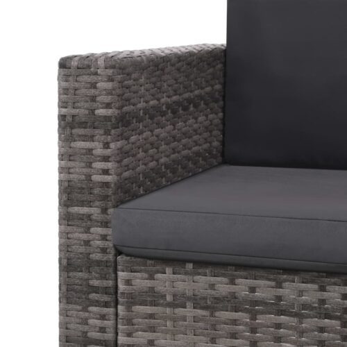 2-Piece Garden Lounge Set with Cushions Poly Rattan Wicker Outdoor Patio Furniture Grey - Image 6