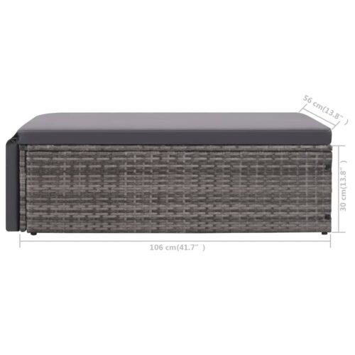 2-Piece Garden Lounge Set with Cushions Poly Rattan Wicker Outdoor Patio Furniture Grey - Image 9