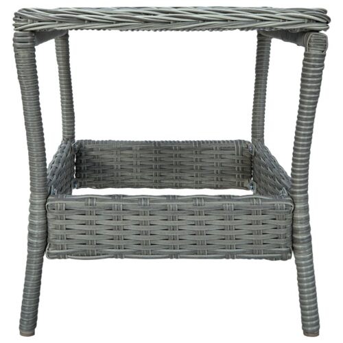 2-Piece Garden Lounge Set with Cushions Poly Rattan Wicker Outdoor Patio Furniture Light Grey - Image 4