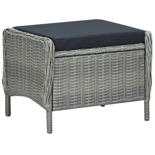 2-Piece Garden Lounge Set with Cushions Poly Rattan Wicker Outdoor Patio Furniture Light Grey - Image 6