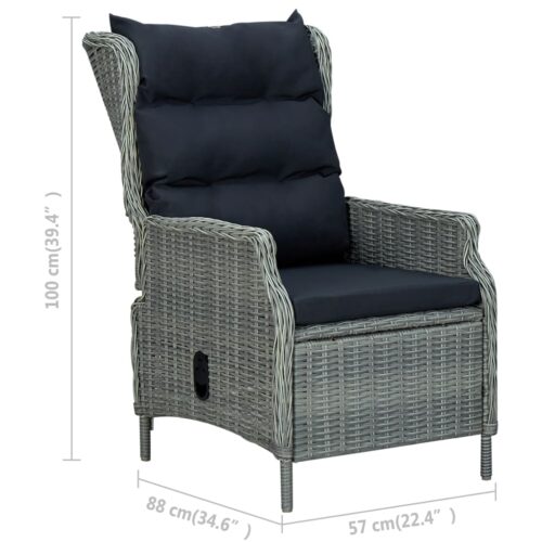 2-Piece Garden Lounge Set with Cushions Poly Rattan Wicker Outdoor Patio Furniture Light Grey - Image 10