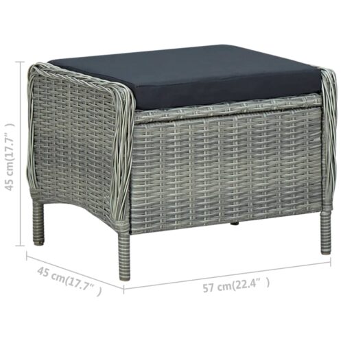 2-Piece Garden Lounge Set with Cushions Poly Rattan Wicker Outdoor Patio Furniture Light Grey - Image 11