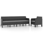 2-Piece Garden Lounge Set with Cushions PP Rattan Anthracite