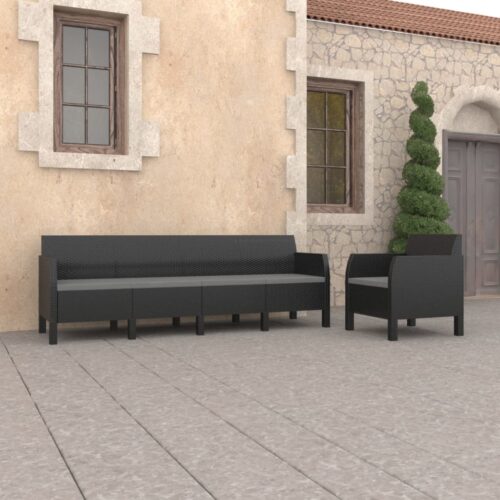 2-Piece Garden Lounge Set with Cushions PP Rattan Anthracite - Image 2