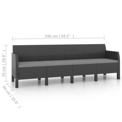 2-Piece Garden Lounge Set with Cushions PP Rattan Anthracite - Image 9