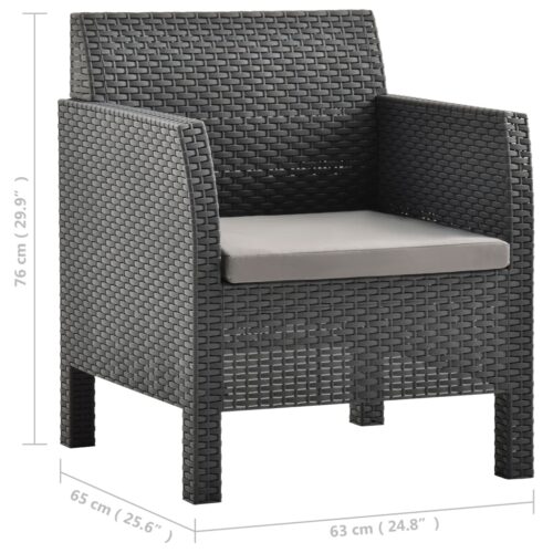 2-Piece Garden Lounge Set with Cushions PP Rattan Anthracite - Image 10