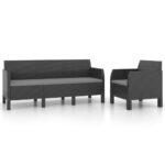 2-Piece Garden Lounge Set with Cushions PP Rattan Anthracite