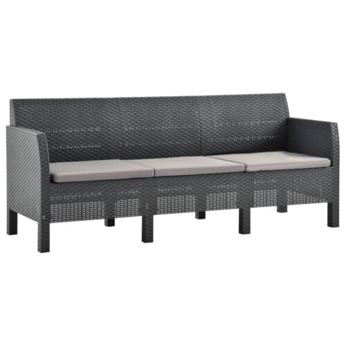 2-Piece Garden Lounge Set with Cushions PP Rattan Anthracite - Image 3