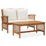 2-Piece Garden Lounge Set with Cushions Acacia Wood Timber Outdoor Patio Furniture