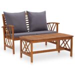 2-Piece Garden Lounge Set with Cushions Acacia Wood Timber Outdoor Patio Furniture