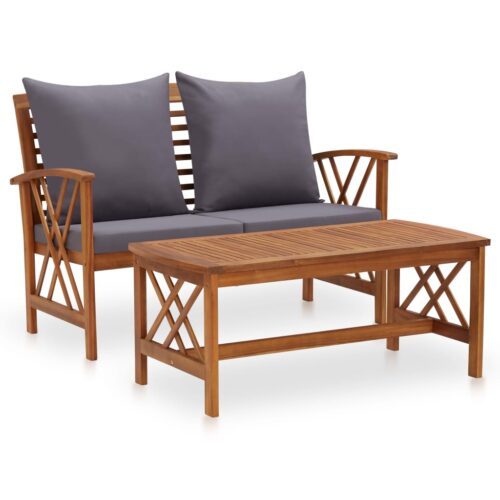 2-Piece Garden Lounge Set with Cushions Acacia Wood Timber Outdoor Patio Furniture