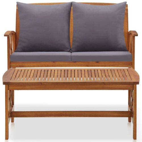 2-Piece Garden Lounge Set with Cushions Acacia Wood Timber Outdoor Patio Furniture - Image 3
