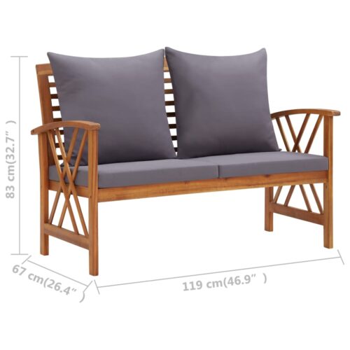 2-Piece Garden Lounge Set with Cushions Acacia Wood Timber Outdoor Patio Furniture - Image 9