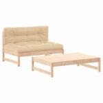 2-Piece Garden Lounge Set with Cushions Wood Timber Outdoor Patio Furniture