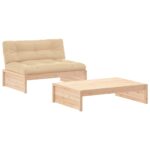 2-Piece Garden Lounge Set with Cushions Wood Timber Outdoor Patio Furniture