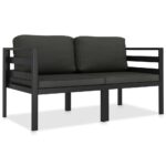 2-Piece Garden Sofa Set with Cushions Aluminium Anthracite