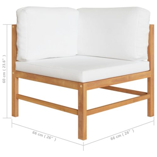 2-Seater Garden Sofa with Cream Cushions Wood Timber Outdoor Patio Furniture Teak - Image 7