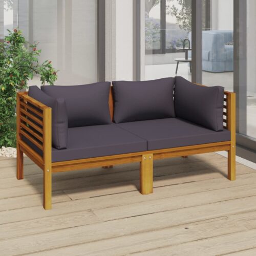 2-Seater Garden Sofa with Cushion Wood Timber Outdoor Patio Furniture Acacia - Image 2