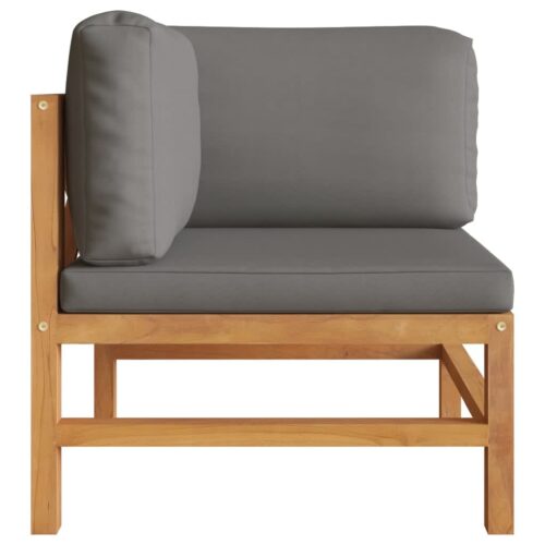 2-Seater Garden Sofa with Grey Cushions Wood Timber Outdoor Patio Furniture Teak - Image 3