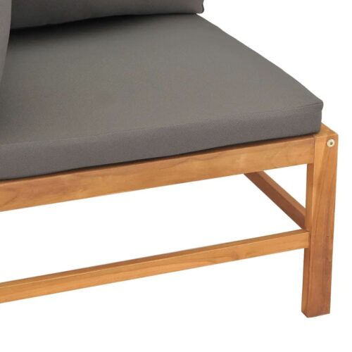 2-Seater Garden Sofa with Grey Cushions Wood Timber Outdoor Patio Furniture Teak - Image 5