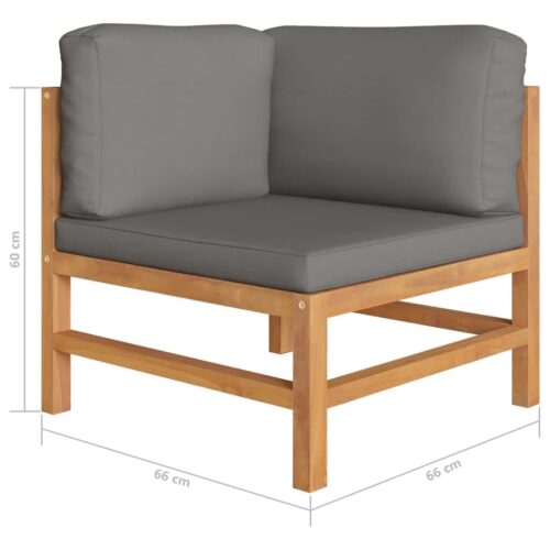2-Seater Garden Sofa with Grey Cushions Wood Timber Outdoor Patio Furniture Teak - Image 6