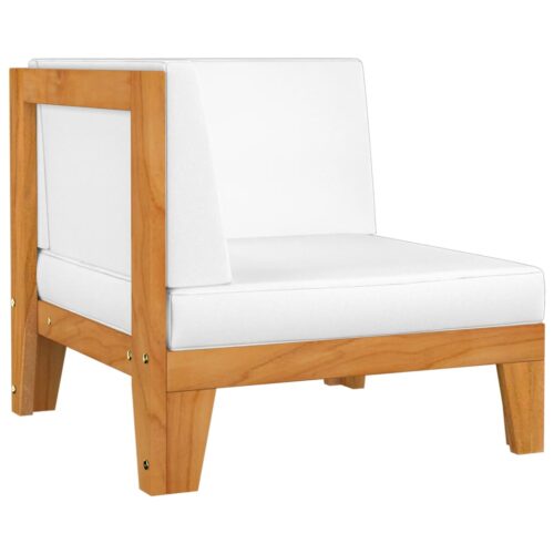 2-Seater Sofa with Cream White Cushions Acacia Wood Timber Outdoor Patio Furniture - Image 4