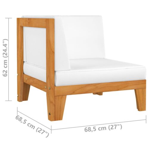 2-Seater Sofa with Cream White Cushions Acacia Wood Timber Outdoor Patio Furniture - Image 6